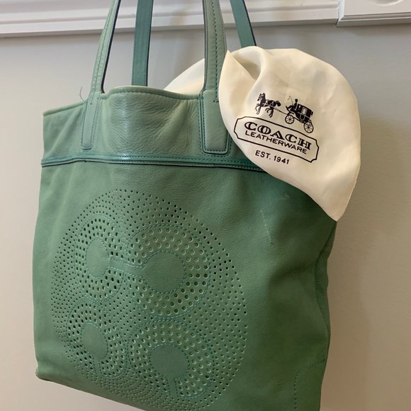 Coach Sea Foam Green Tote - Picture 2 of 5